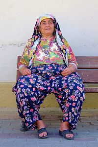A woman wearing traditional dress in Seluk, Turkey
