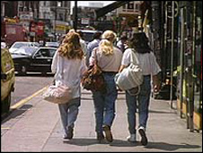 Girls walking down the street